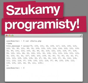 Grafika z zaszyfrowaną ofertą pracy