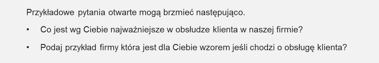 przykładowe pytania do specjalisty ds. obsługi Klienta