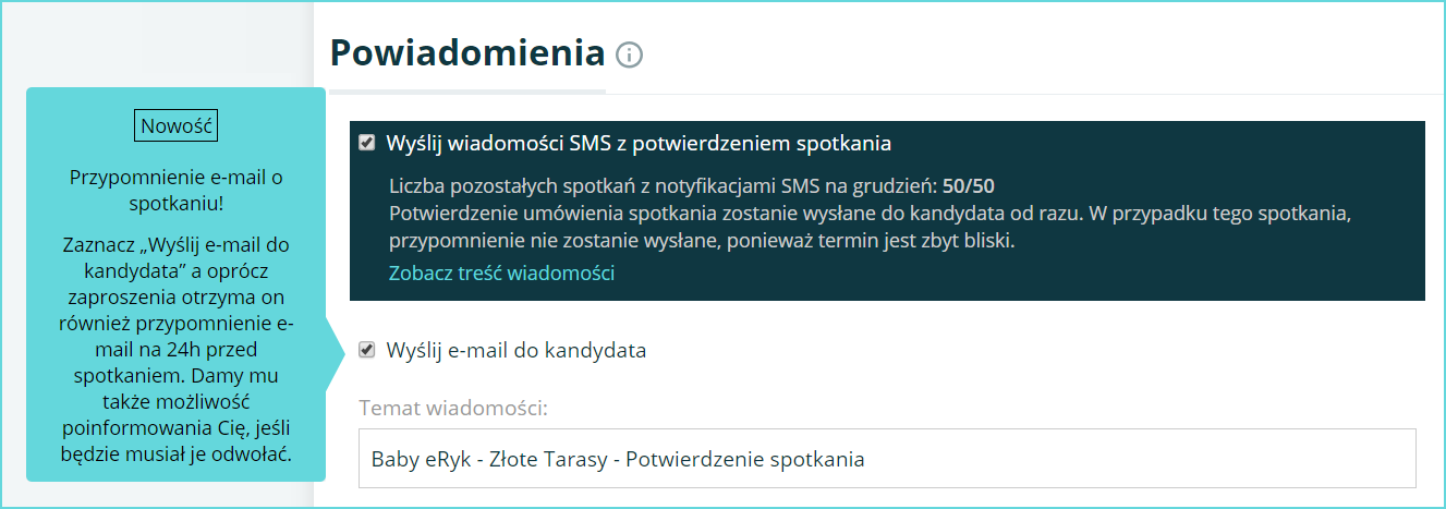 powiadomienia email i sms